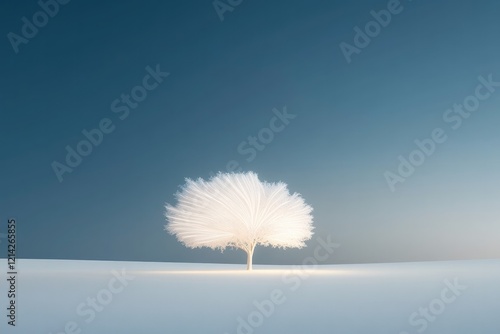 commercial photography for advertising campaign showcasing snow-covered tree with branches glowing like fiber optics photo