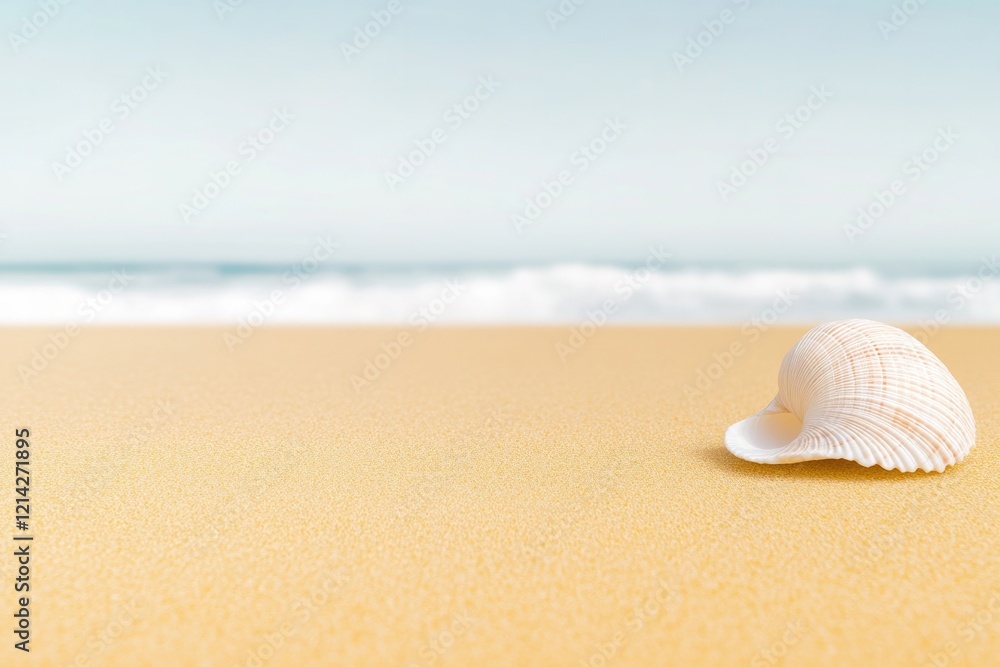 commercial photography for advertising campaign showcasing close-up of seashell resting on golden sand with blurred commercial photography for advertising campaign showcasing close-up of seashell resting on golden sand with blurred