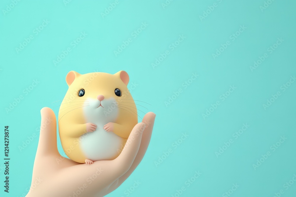 Adorable Yellow Hamster Held Gently in a Hand Adorable Yellow Hamster Held Gently in a Hand
