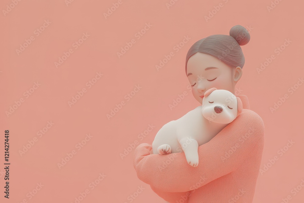 Girl Gently Holds Sleeping Puppy Close In Embrace Girl Gently Holds Sleeping Puppy Close In Embrace