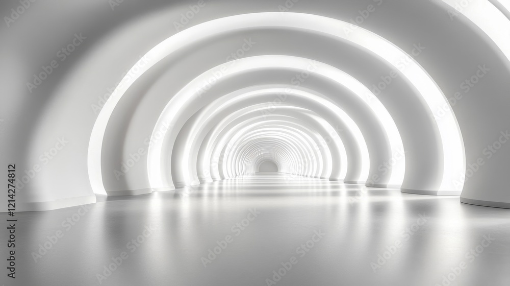 Obraz premium Abstract White Tunnel with Glowing Archways
