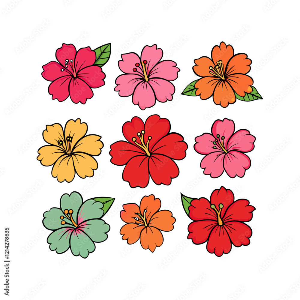 Obraz premium Flower and Leaves Floral Collection Element Clipart Vector Design Illustration