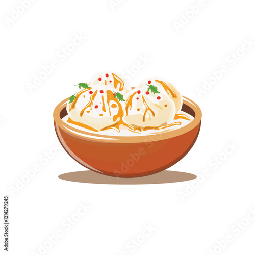 Illustration of Dahi Bhalla, a delicious festive Indian dish in a bowl, perfect for celebrations and cultural events