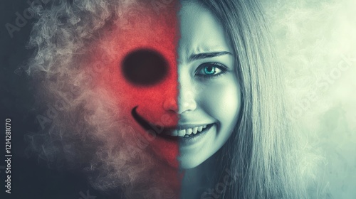 A visual concept of jealousy with contrasting images of happiness and sadness.