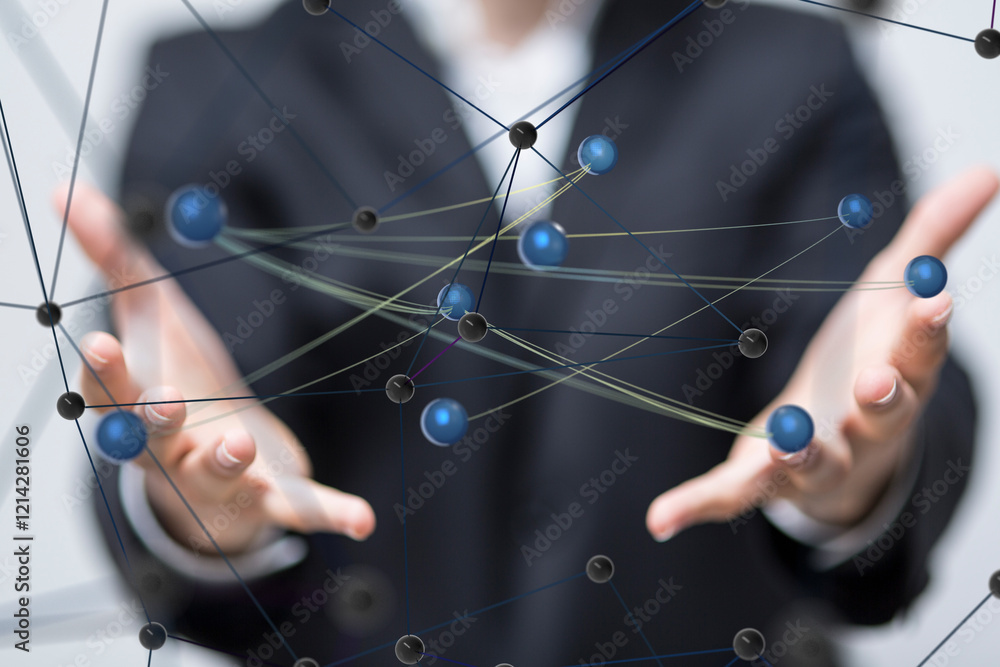 Global network. Blockchain. 3D illustration. Neural networks and artificial intelligence. Abstract Global network. Blockchain. 3D illustration. Neural networks and artificial intelligence. Abstract
