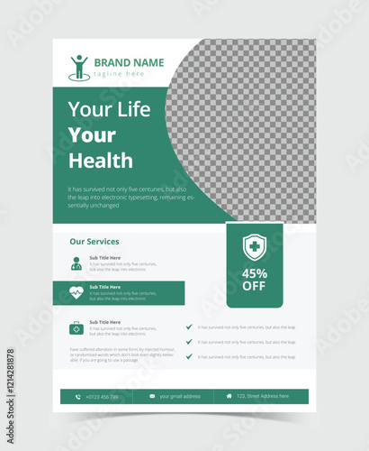 Creative and clean medical flyer design template, Healthcare business flyer Template, Medical and healthcare modern flyer template. health doctor flyer design.