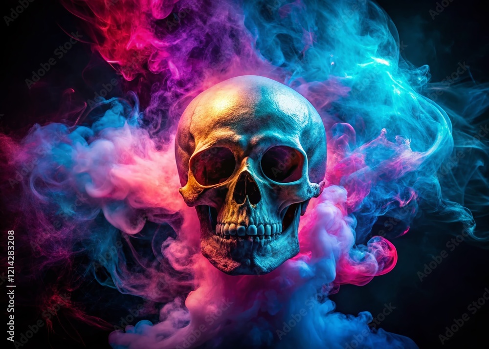 Ethereal Skull: Smoke Swirls Form a Ghostly Head Against a Black Background - Fashion Photography Ethereal Skull: Smoke Swirls Form a Ghostly Head Against a Black Background - Fashion Photography