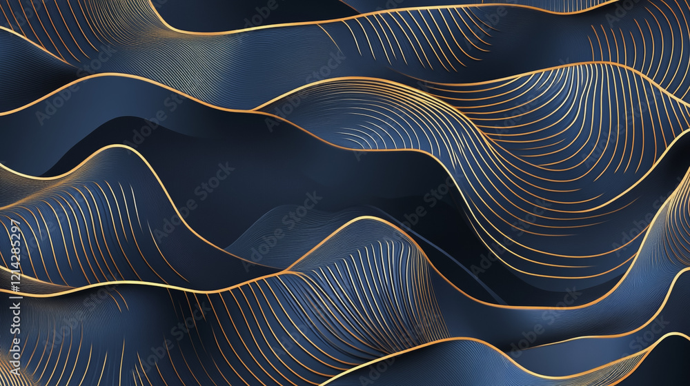 Abstract digital background electromagnetic wave background Innovation digital wave, information technology background and green luxury background with golden line decoration and curve light effect Abstract digital background electromagnetic wave background Innovation digital wave, information technology background and green luxury background with golden line decoration and curve light effect