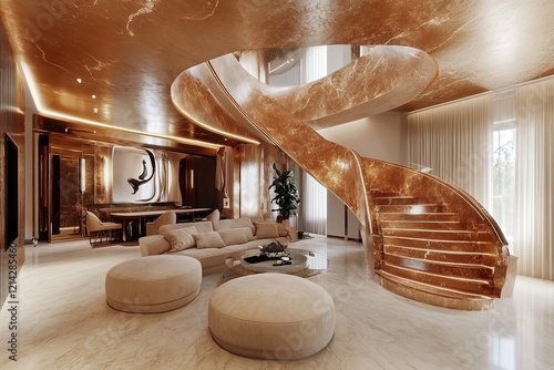 Interior of modern living room panorama 3d rendering