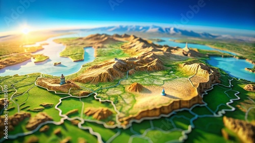 Faryab Province, Afghanistan: 3D Stereographic Map Animation with Capital City Highlighted photo