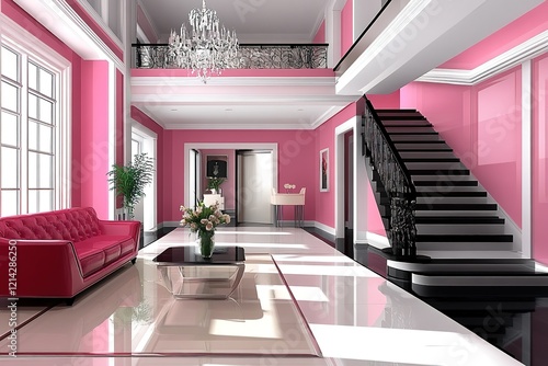 illustration of glamour modern style interior design