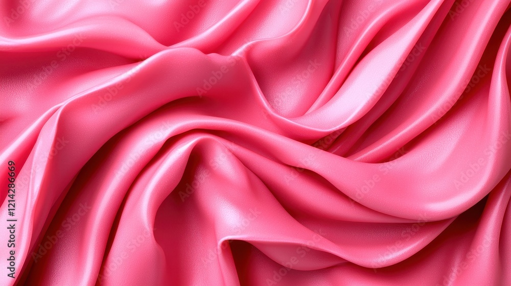 Fototapeta premium Draped Pink Silk Fabric Texture Soft Pink Satin Background Elegant Textile Luxurious Smooth Waves