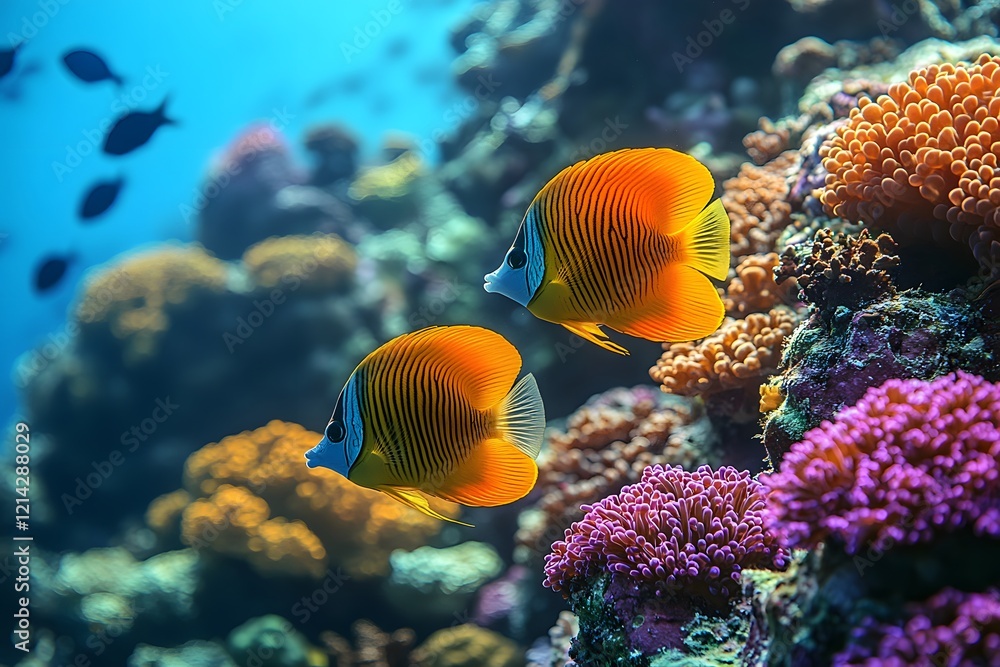 Vibrant Underwater Scene with Tropical Fish and Coral Reefs for Marine Life Enthusiasts Vibrant Underwater Scene with Tropical Fish and Coral Reefs for Marine Life Enthusiasts