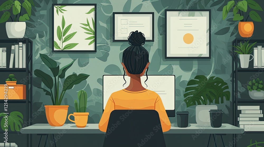 Fototapeta premium An online freelancer accidentally sends a love letter instead of an invoice in this humorous flat design illustration