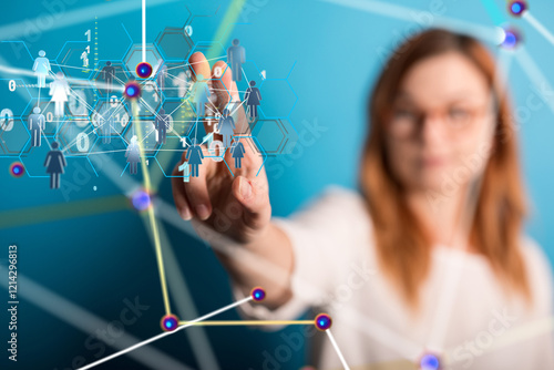 Neural network concept. Connected cells with links.