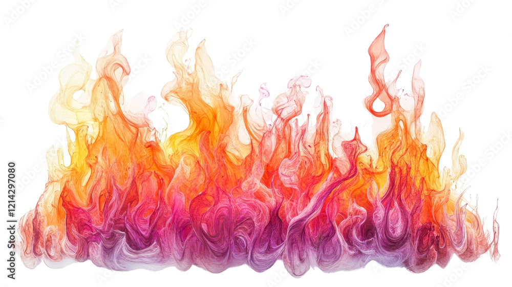 An abstract artwork depicting stylized flames in a range of warm colors, swirling and flowing dynamically. An abstract artwork depicting stylized flames in a range of warm colors, swirling and flowing dynamically.