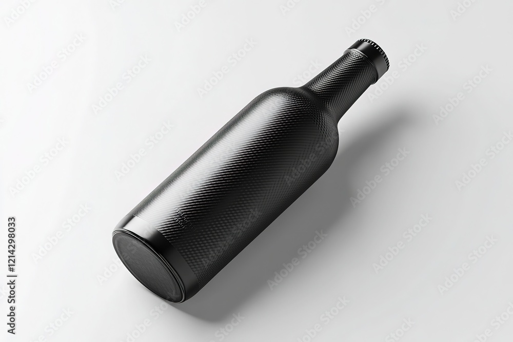 Fototapeta premium Sleek Black Bottle Mockup with Carbon Fiber Design
