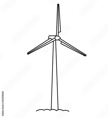 cute cartoon hand drawn vector wind turbine coloring page.