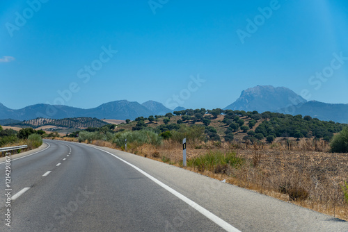 Summer in national park la Sierra de Grazalema, Andalusian white villages touristic route in Spain