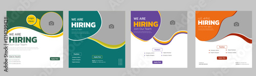 We are hiring job vacancy social media post banner design template. We are hiring job vacancy square web banner design .We are hiring join to the team announcement.  photo