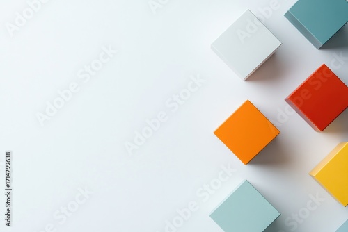 Free Download top down view of optical illusion cubes arranged dynamically in bold and vibrant colors creating surreal 3d effect - GFXLoad