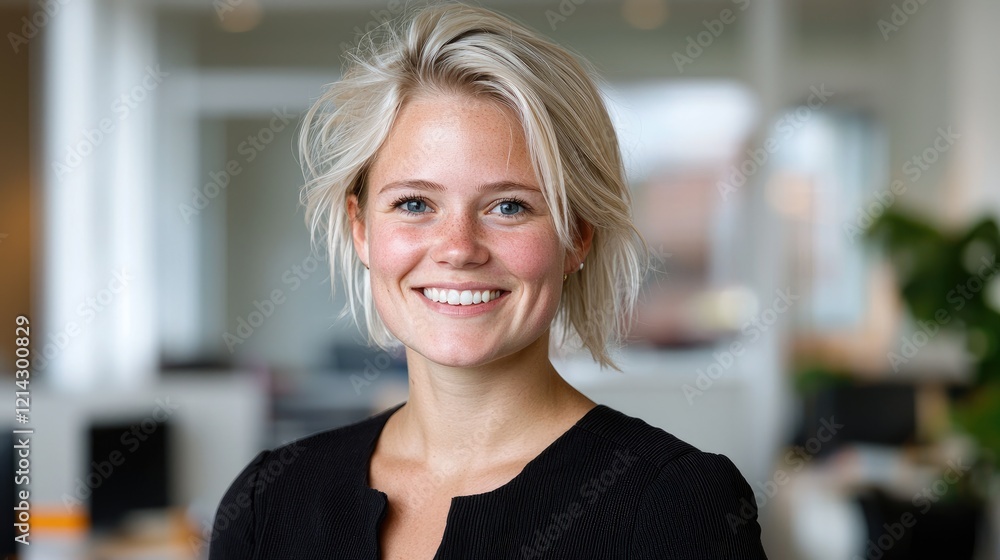 Smiling businesswoman portrait, office background, professional headshot, corporate website use Smiling businesswoman portrait, office background, professional headshot, corporate website use