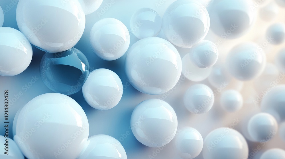 Abstract Background with Glossy White and Blue Spheres Abstract Background with Glossy White and Blue Spheres