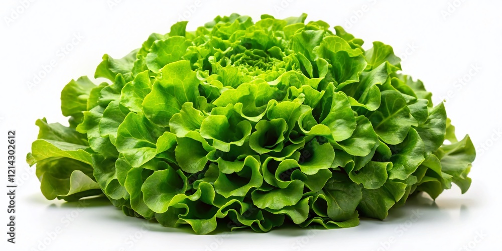Fresh Green Lettuce Bunch Isolated on White Background - Aerial View Stock Photo Fresh Green Lettuce Bunch Isolated on White Background - Aerial View Stock Photo