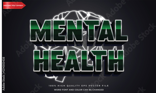 Mental health text effect 3d style