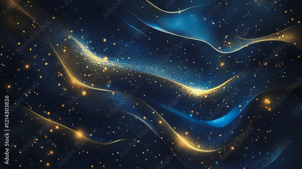 Fototapeta premium Abstract digital background electromagnetic wave background Innovation digital wave, information technology background and green luxury background with golden line decoration and curve light effect