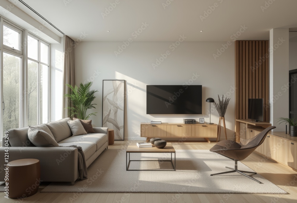 Modern living room with Scandinavian-inspired design Modern living room with Scandinavian-inspired design