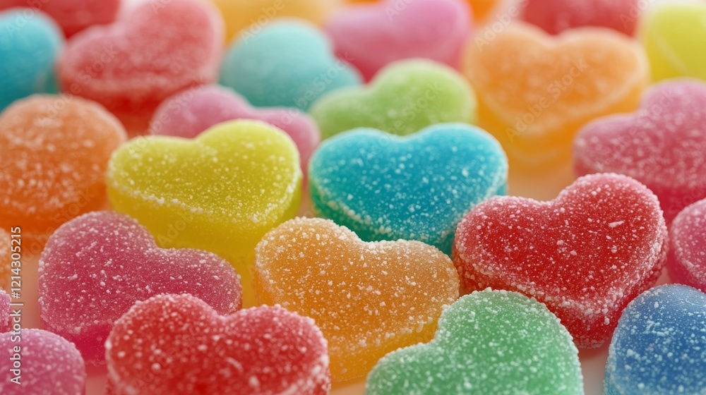Colorful Heart-Shaped Candies on Soft Background Colorful Heart-Shaped Candies on Soft Background