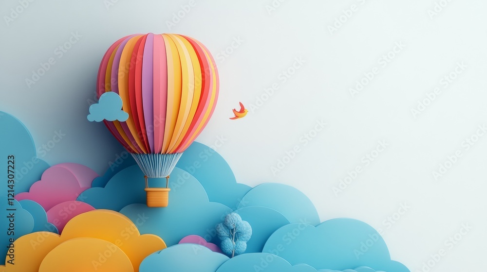 Naklejka premium A hot air balloon with vibrant colors