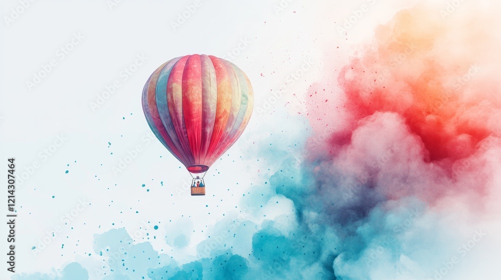 Fototapeta premium A hot air balloon with vibrant colors