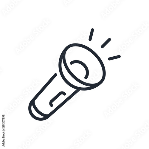 Flashlight editable stroke outline icon isolated on white background flat vector illustration. Pixel perfect. 64 x 64