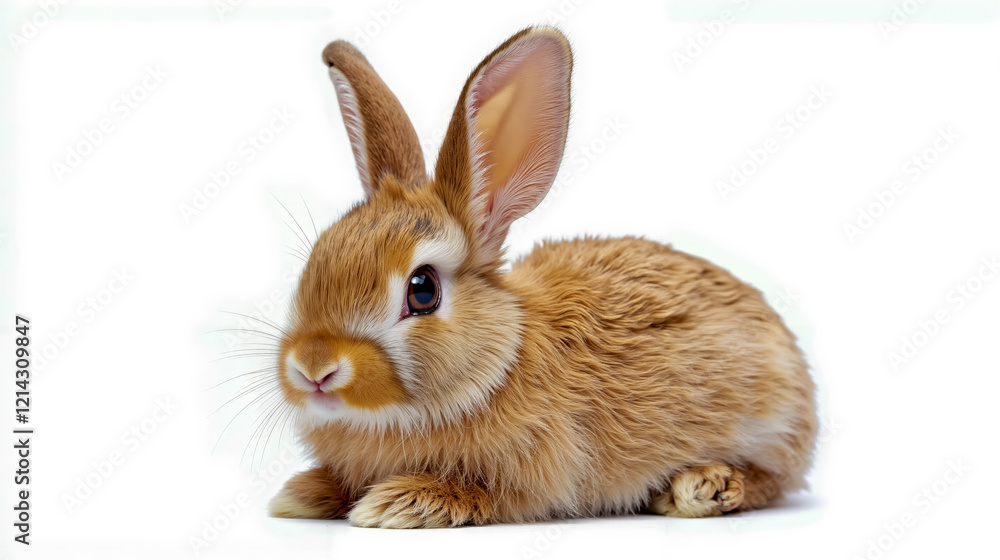 Obraz premium A small brown rabbit sitting on a white surface