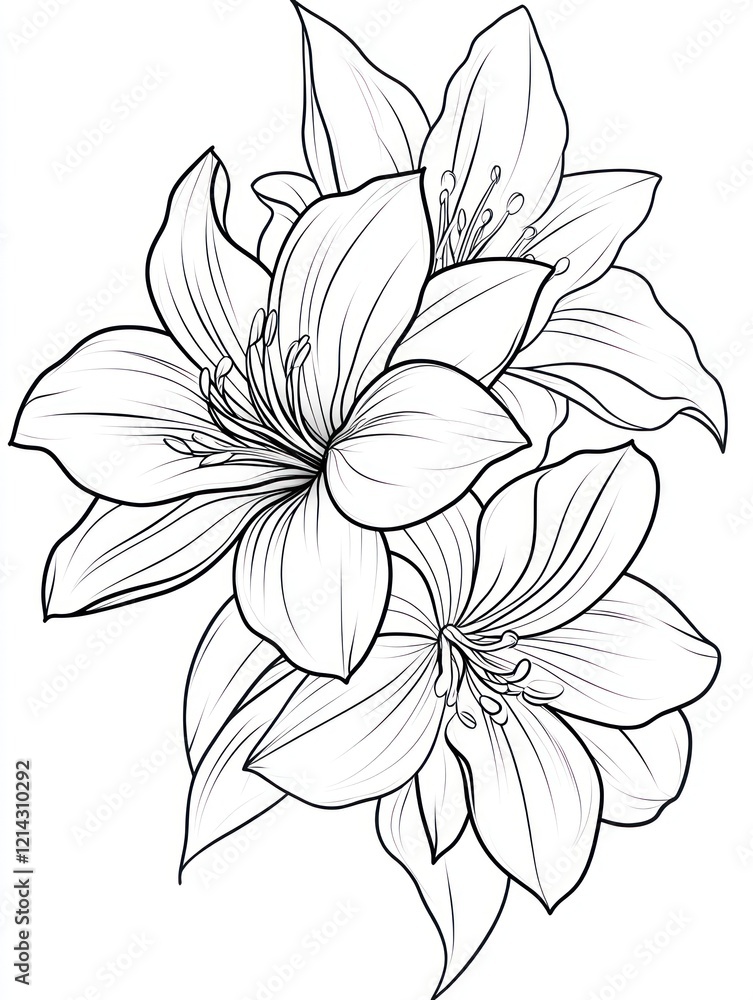 Obraz premium Elegant Line Art Drawing of Two Lilies