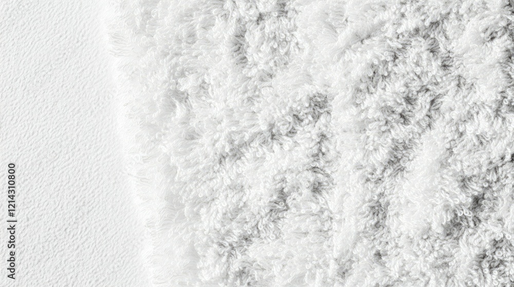 Fototapeta premium Close-up of soft cotton towel fabric texture in white, showcasing fine details and a clean, abstract background