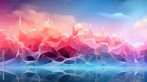 Abstract network connections in pastel tones