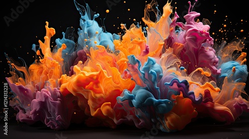 Abstract paint splashes in dynamic display
