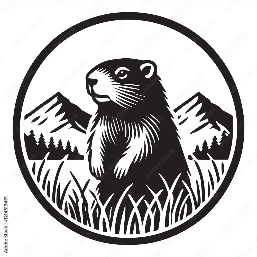 Obraz premium Funny Groundhog Vector Design Illustration