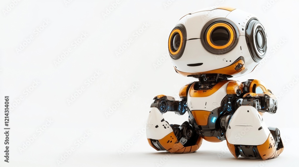A cute mini robot on the white background A cute mini robot on the white background