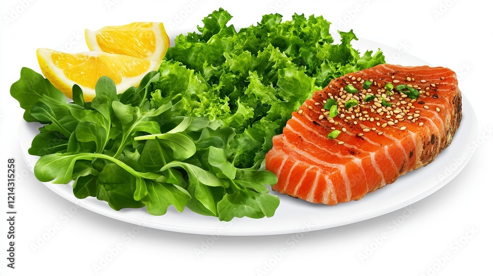 Grilled Salmon with Fresh Salad and Lemon - A Healthy and Delicious Meal Grilled Salmon with Fresh Salad and Lemon - A Healthy and Delicious Meal