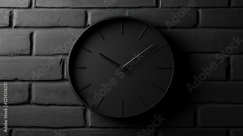Wallpaper Mural Black clock on dark brick wall. Torontodigital.ca