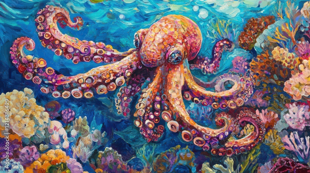 Fototapeta premium Colorful Creatures in a Vibrant Reef Scene