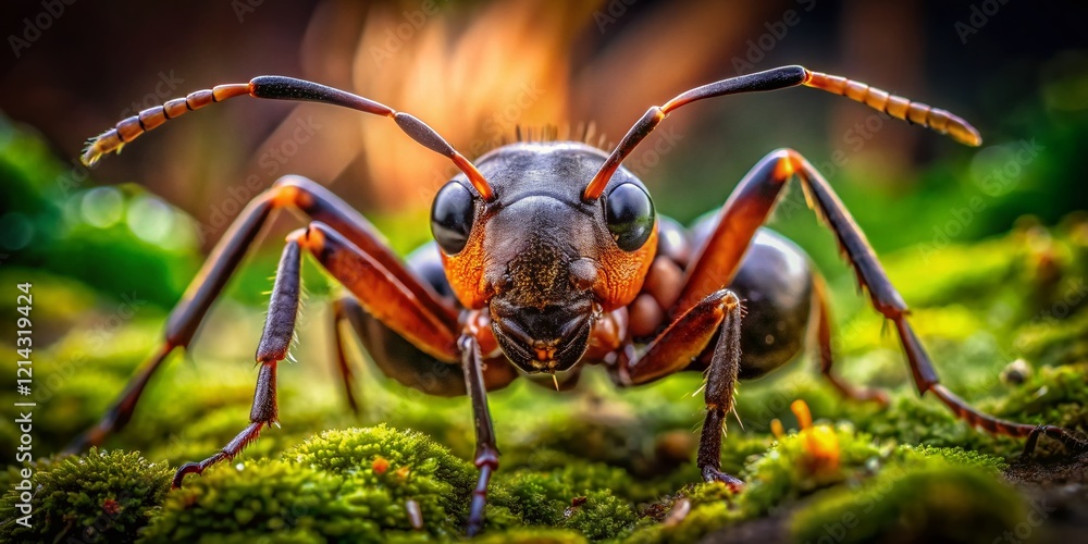 Giant Ant Macro Photography: Black & Brown Nose Closeup in Nature Landscape Giant Ant Macro Photography: Black & Brown Nose Closeup in Nature Landscape