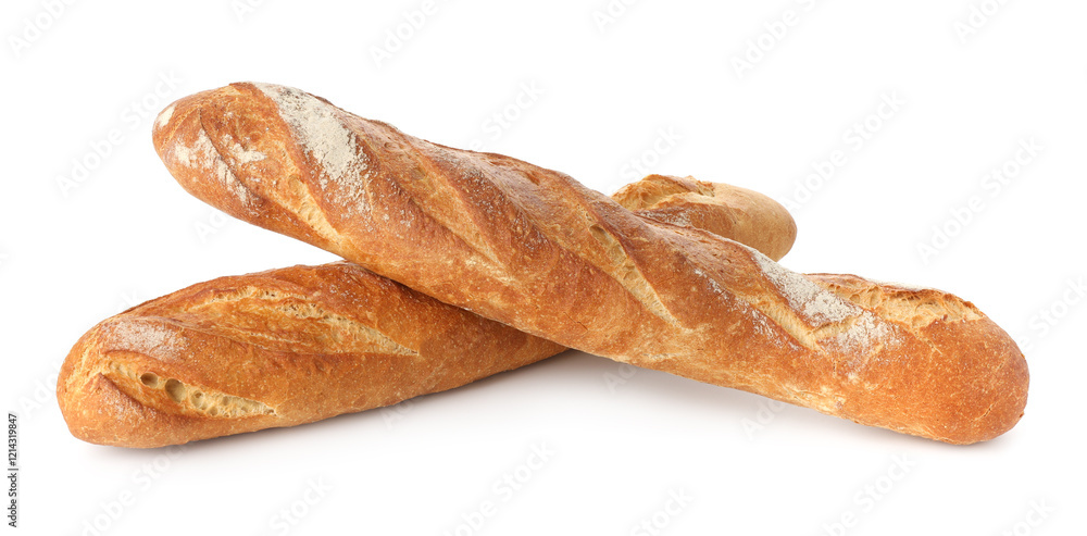 Freshly baked bread. Baguettes isolated on white Freshly baked bread. Baguettes isolated on white