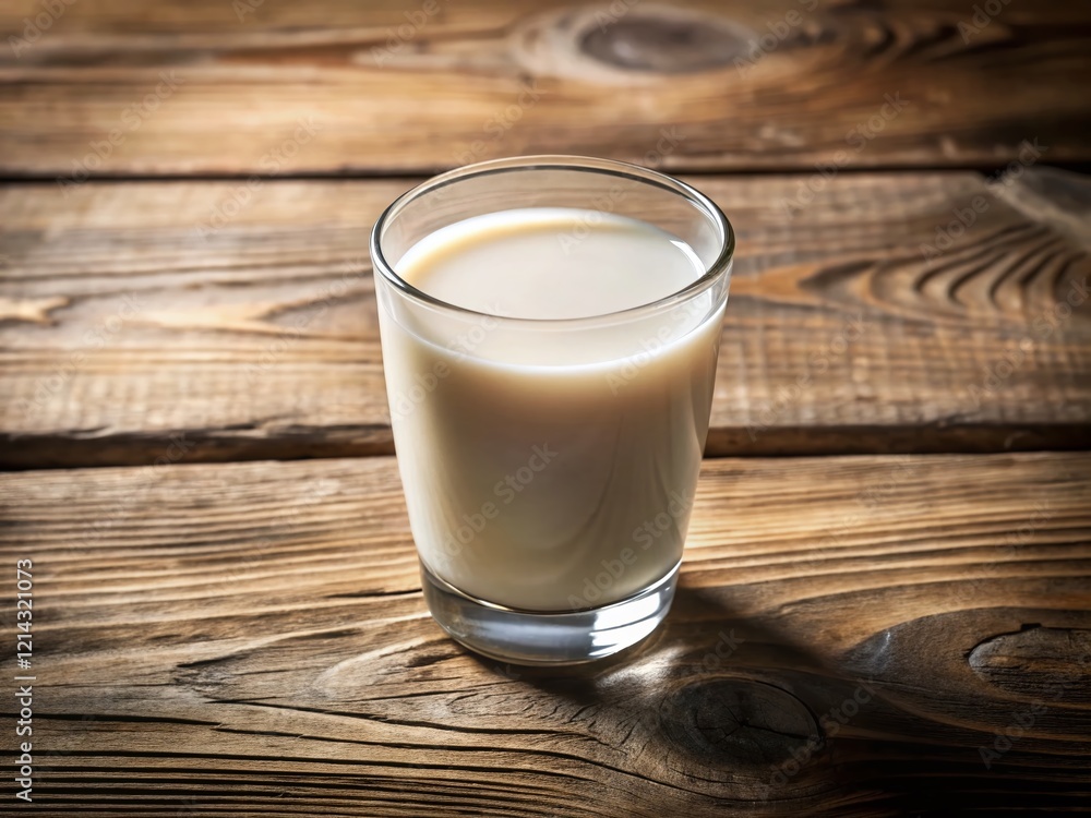 Glass of Milk on Rustic Wooden Table - Fresh Dairy Product Stock Photo Glass of Milk on Rustic Wooden Table - Fresh Dairy Product Stock Photo
