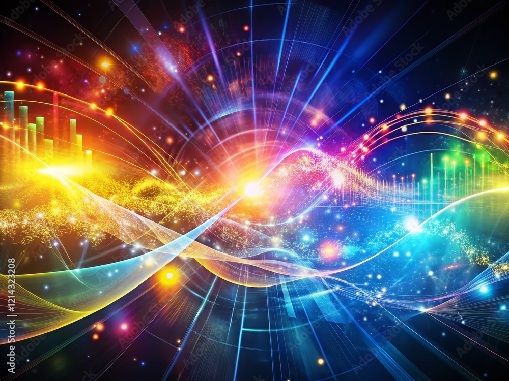 Naklejka premium Glowing Equations & Data Flow: Abstract Science & Tech Visualization