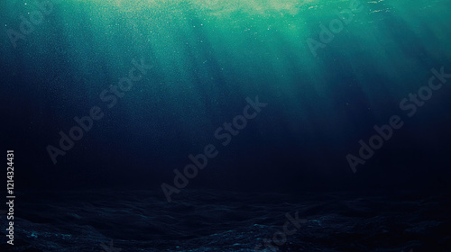 Abstract Dark Blue-Green Gradient Design Blurred Grainy Texture, Aurora, Light, for Wallpaper or Cover Purposes. photo